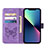 Leather Case Stands Butterfly Flip Cover L10 Holder for Apple iPhone 14 Plus Clove Purple