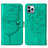 Leather Case Stands Butterfly Flip Cover L10 Holder for Apple iPhone 14 Pro Max Green