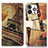 Leather Case Stands Fashionable Pattern Flip Cover A07 Holder for Apple iPhone 13 Pro Max Brown