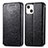 Leather Case Stands Fashionable Pattern Flip Cover H01 Holder for Apple iPhone 13 Mini Black