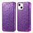 Leather Case Stands Fashionable Pattern Flip Cover H01 Holder for Apple iPhone 13 Mini Purple