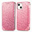 Leather Case Stands Fashionable Pattern Flip Cover H01 Holder for Apple iPhone 14 Plus Rose Gold