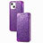 Leather Case Stands Fashionable Pattern Flip Cover H02 Holder for Apple iPhone 13 Mini Purple