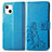 Leather Case Stands Fashionable Pattern Flip Cover H03 Holder for Apple iPhone 13 Mini Blue