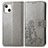 Leather Case Stands Fashionable Pattern Flip Cover H03 Holder for Apple iPhone 13 Mini Gray