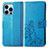 Leather Case Stands Fashionable Pattern Flip Cover H03 Holder for Apple iPhone 13 Pro Blue