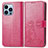 Leather Case Stands Fashionable Pattern Flip Cover H03 Holder for Apple iPhone 13 Pro Hot Pink