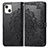 Leather Case Stands Fashionable Pattern Flip Cover H05 Holder for Apple iPhone 14 Black