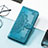 Leather Case Stands Fashionable Pattern Flip Cover H06 Holder for Apple iPhone 13 Mini Blue