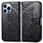 Leather Case Stands Fashionable Pattern Flip Cover H07 Holder for Apple iPhone 14 Pro Max Black