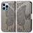 Leather Case Stands Fashionable Pattern Flip Cover H07 Holder for Apple iPhone 14 Pro Max Gray