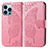 Leather Case Stands Fashionable Pattern Flip Cover H07 Holder for Apple iPhone 14 Pro Max Pink