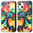 Leather Case Stands Fashionable Pattern Flip Cover H09 Holder for Apple iPhone 14 Colorful