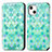 Leather Case Stands Fashionable Pattern Flip Cover H09 Holder for Apple iPhone 14 Green