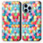 Leather Case Stands Fashionable Pattern Flip Cover H10 Holder for Apple iPhone 13 Pro