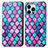 Leather Case Stands Fashionable Pattern Flip Cover H10 Holder for Apple iPhone 13 Pro Purple