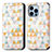 Leather Case Stands Fashionable Pattern Flip Cover H10 Holder for Apple iPhone 13 Pro White