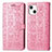 Leather Case Stands Fashionable Pattern Flip Cover H11 Holder for Apple iPhone 13 Pink