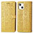 Leather Case Stands Fashionable Pattern Flip Cover H11 Holder for Apple iPhone 14 Plus Yellow