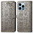 Leather Case Stands Fashionable Pattern Flip Cover H12 Holder for Apple iPhone 13 Pro Gray