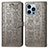 Leather Case Stands Fashionable Pattern Flip Cover H12 Holder for Apple iPhone 13 Pro Max Gray