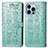 Leather Case Stands Fashionable Pattern Flip Cover H12 Holder for Apple iPhone 13 Pro Max Green