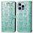 Leather Case Stands Fashionable Pattern Flip Cover H12 Holder for Apple iPhone 14 Pro Max Green