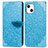Leather Case Stands Fashionable Pattern Flip Cover H13 Holder for Apple iPhone 13 Mini Blue