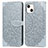 Leather Case Stands Fashionable Pattern Flip Cover H13 Holder for Apple iPhone 13 Mini Gray