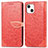 Leather Case Stands Fashionable Pattern Flip Cover H13 Holder for Apple iPhone 13 Mini Red