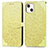 Leather Case Stands Fashionable Pattern Flip Cover H13 Holder for Apple iPhone 13 Mini Yellow