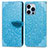 Leather Case Stands Fashionable Pattern Flip Cover H13 Holder for Apple iPhone 13 Pro Max Blue