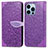Leather Case Stands Fashionable Pattern Flip Cover H13 Holder for Apple iPhone 13 Pro Max Purple
