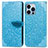 Leather Case Stands Fashionable Pattern Flip Cover H13 Holder for Apple iPhone 14 Pro Max Blue