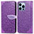 Leather Case Stands Fashionable Pattern Flip Cover H13 Holder for Apple iPhone 14 Pro Max Purple