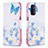 Leather Case Stands Fashionable Pattern Flip Cover Holder B01F for OnePlus Nord N200 5G Blue