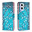Leather Case Stands Fashionable Pattern Flip Cover Holder B01F for Oppo F21s Pro 5G Cyan