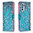 Leather Case Stands Fashionable Pattern Flip Cover Holder B01F for Oppo Reno6 Pro 5G India Cyan