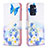 Leather Case Stands Fashionable Pattern Flip Cover Holder B01F for Oppo Reno7 5G Blue
