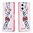 Leather Case Stands Fashionable Pattern Flip Cover Holder B01F for Oppo Reno7 Lite 5G Pink
