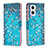 Leather Case Stands Fashionable Pattern Flip Cover Holder B01F for Oppo Reno8 Lite 5G Cyan