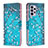 Leather Case Stands Fashionable Pattern Flip Cover Holder B01F for Samsung Galaxy A33 5G Cyan