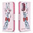 Leather Case Stands Fashionable Pattern Flip Cover Holder B01F for Samsung Galaxy A52 5G Pink