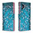 Leather Case Stands Fashionable Pattern Flip Cover Holder B01F for Samsung Galaxy Note 10 Plus 5G Cyan