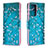 Leather Case Stands Fashionable Pattern Flip Cover Holder B01F for Samsung Galaxy Note 20 Ultra 5G Cyan