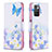 Leather Case Stands Fashionable Pattern Flip Cover Holder B01F for Xiaomi Redmi 10 (2022) Blue