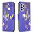 Leather Case Stands Fashionable Pattern Flip Cover Holder B03F for Samsung Galaxy A33 5G Navy Blue