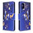 Leather Case Stands Fashionable Pattern Flip Cover Holder B03F for Samsung Galaxy A51 4G Navy Blue