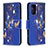 Leather Case Stands Fashionable Pattern Flip Cover Holder B03F for Samsung Galaxy Note 20 5G Navy Blue