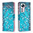 Leather Case Stands Fashionable Pattern Flip Cover Holder B03F for Xiaomi Mi 12X 5G Cyan